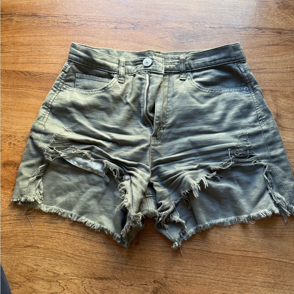 American Eagle Outfitters Frayed Khaki Women Shorts